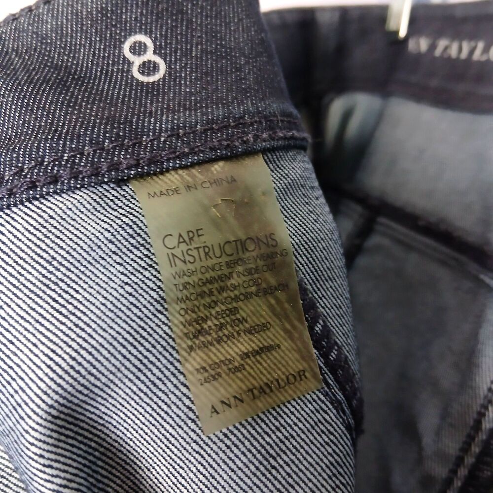 Ann Taylor Pencil Skirt Stretch Denim Dark Wash Jeans Fabric Kick Slit Womens 8 - Picture 7 of 7